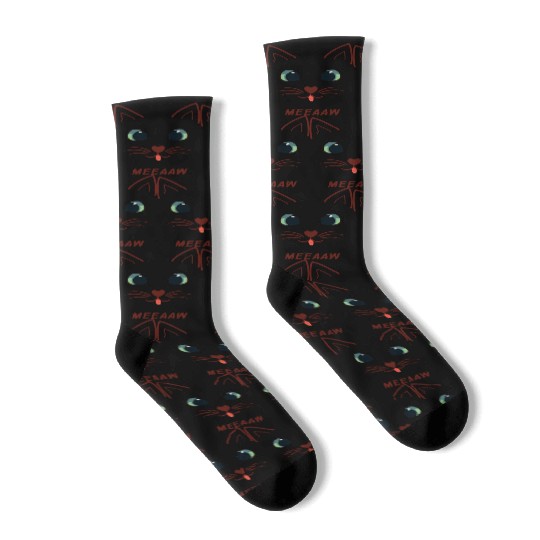 Illustration Cat Cute Face Socks 2