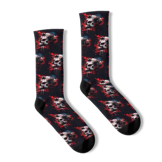 Ink Splatter Skull Socks