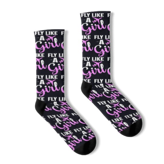 Fly Like A Girl Aviation Pilot Airline Socks
