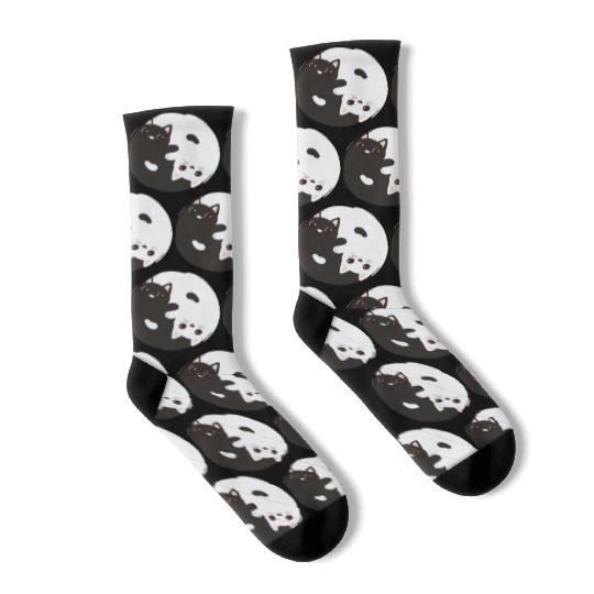 ying yang cat Socks