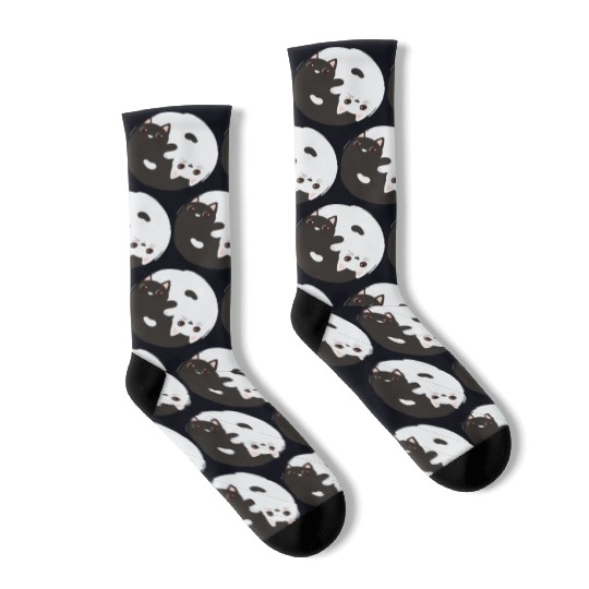 ying yang cat Socks