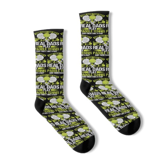 Paddle Tennis Player Match Dad Papa Fathers Day Socks
