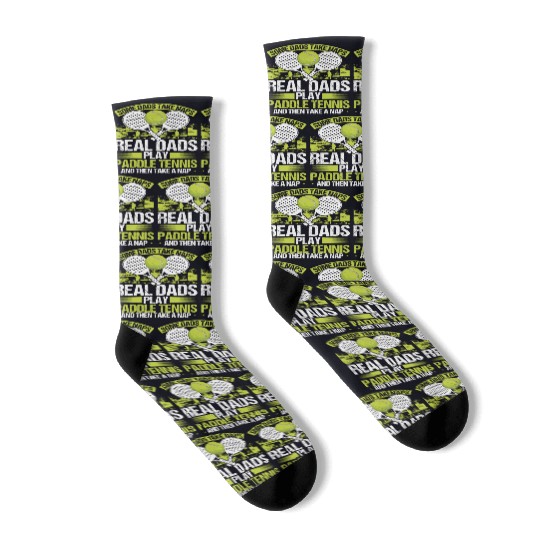 Paddle Tennis Player Match Dad Papa Fathers Day Socks