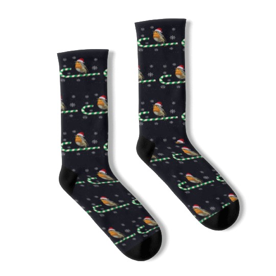 Robin Bird Watching Redbreast Birding Christmas Socks