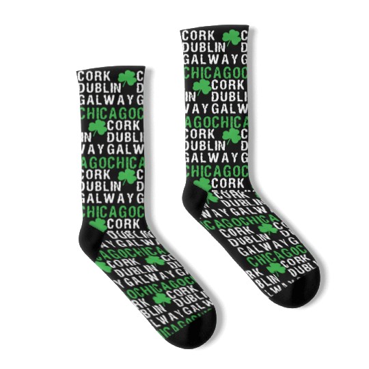 Chicago St Patricks Day Irish Cities Chicago Shamr Socks