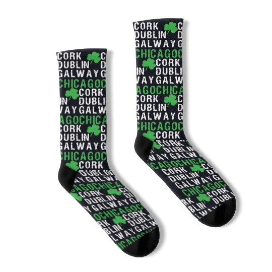Chicago St Patricks Day Irish Cities Chicago Shamr Socks