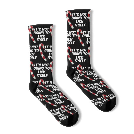It's Not Going To Lick Itself Christmas Candy Cane Socks
