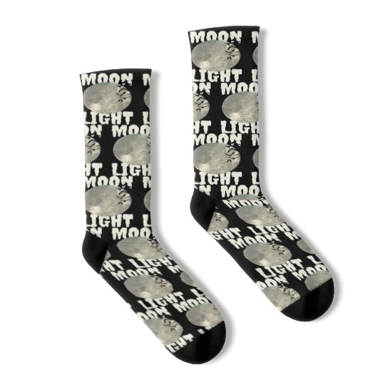 Dark Green Illustrated Moon Light Bat Socks