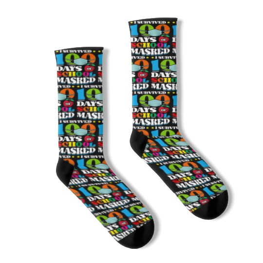I Survived 100 Days Of School Masked Pupils Home Socks