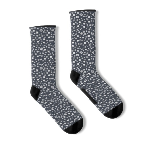 Snowflake pattern on the navy background Socks