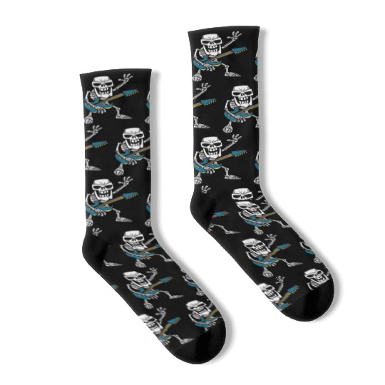 Rock & Roll Skeleton Guitar Music Lover Rockstar Socks