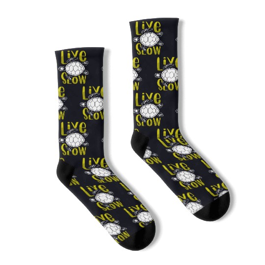 Relax and Live Slow Sea Turtle Beachy Vacation Socks
