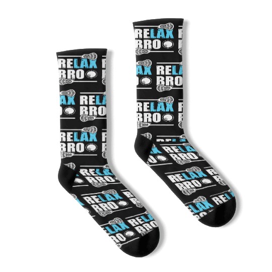 RELAX BRO Funny Lacrosse Player Lax Lover Joke Socks
