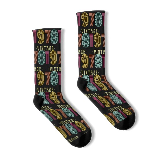 Neon Rainbow Retro Birthday Year Vintage 1978 Socks