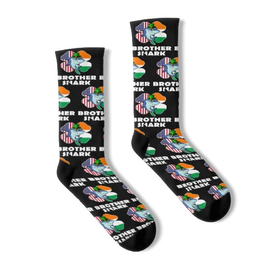 Irish American Flag Ireland Shamrock Brother Shark Socks