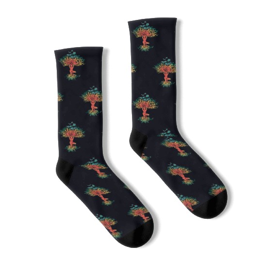 Butterfly Tree Beautiful Animal Butterflies Tree Socks