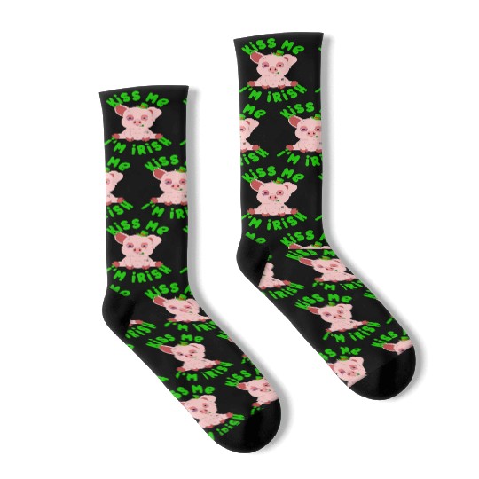 St Patricks Day Year of the Pig Shenanigan Piglet Socks