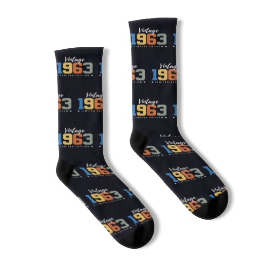 60 Years Vintage 1963 Retro 60th Birthday Socks