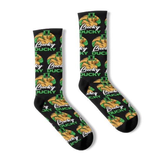 Lucky Ducky Duck Shamrock St. Patricks Day Irish Socks