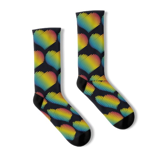 Rainbow Heart (Love / Scribble / PNG) Socks