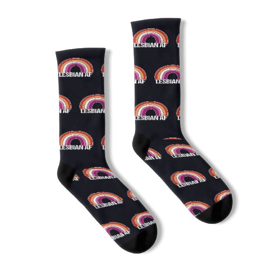 Lesbian AF Gay Girls Pride Flag Rainbow Socks