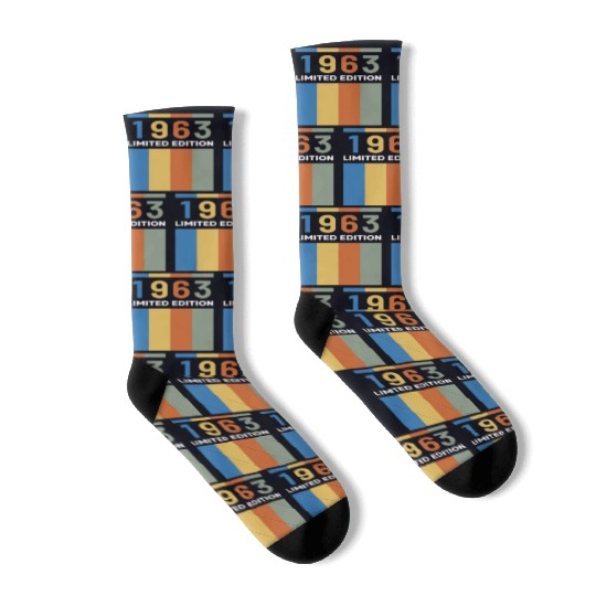 60 Years Vintage 1963 Retro 60th Birthday Socks