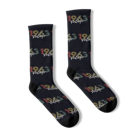 60 Years Vintage 1963 Retro 60th Birthday Socks