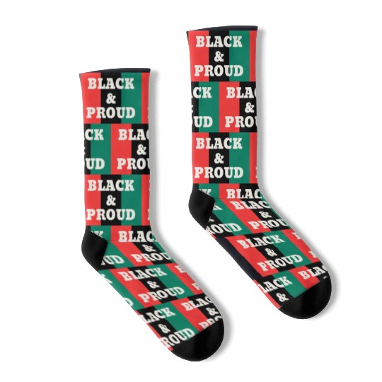 Black and Proud on a Red, Black, and Green Colors Socks