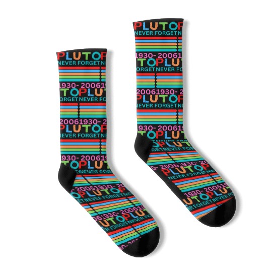 Pluto Never Forget Retro Space Science Pluto Socks