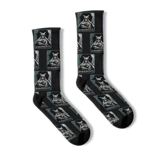 The High Priestess Skeleton Skull Tarot Card Socks