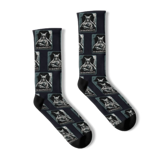 The High Priestess Skeleton Skull Tarot Card Socks