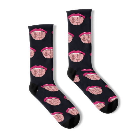 Skiing Skier Lips Socks