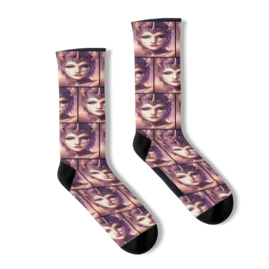 Warrior princess wearing gothic plate dark fantasy Socks