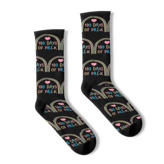 School Socks, 100 Days Of Pre-K Rainbow Heart Socks