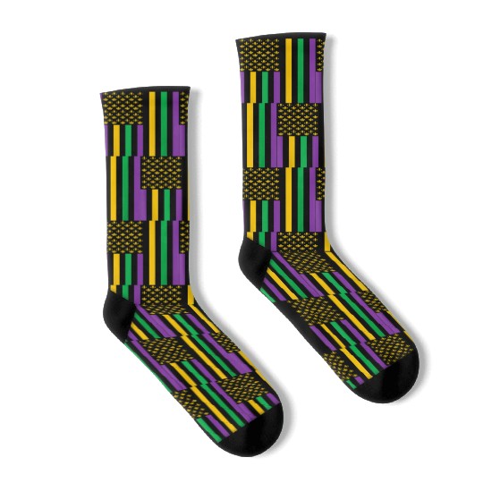 American Flag Mardi Gras Mardi Gras Crawfish Outfi Socks