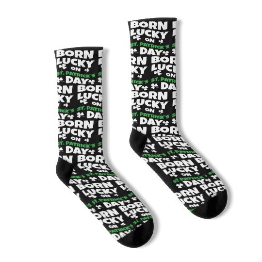 Birth Lucky Shamrock Clover Saint Patrick Day Socks