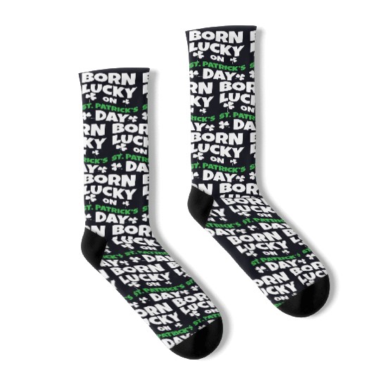 Birth Lucky Shamrock Clover Saint Patrick Day Socks