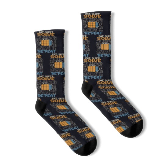 Eat Sleep Solve Repeat Math Speed Cubing Genie Socks
