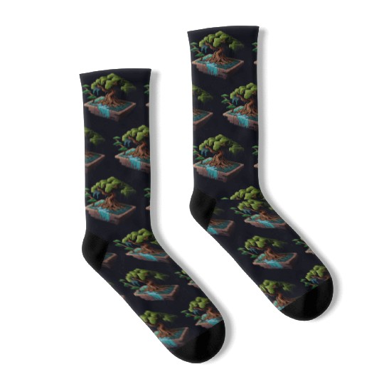 8 Bit Bonsai Tree Socks