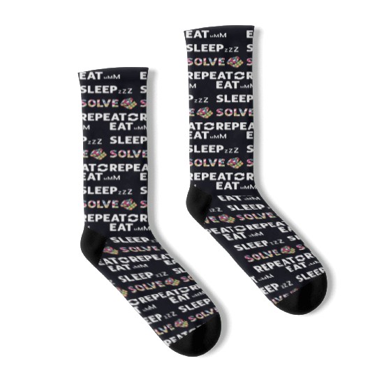 Eat Sleep Solve Repeat Math Speed Cubing Genie Socks