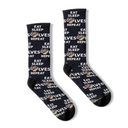 Eat Sleep Solve Repeat Math Speed Cubing Genie Socks