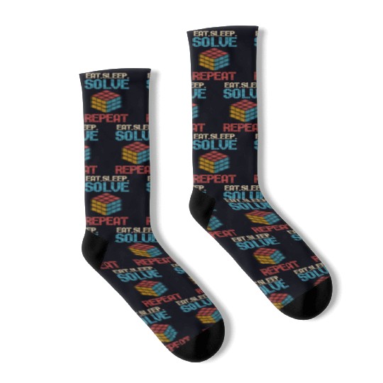 Eat Sleep Solve Repeat Math Speed Cubing Genie Socks
