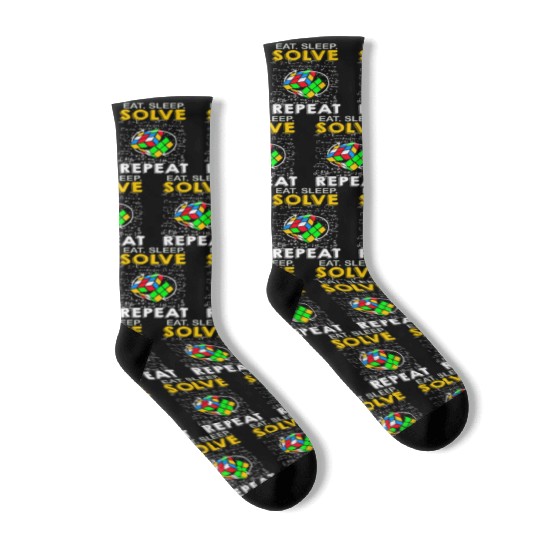 Eat Sleep Solve Repeat Math Speed Cubing Genie Socks