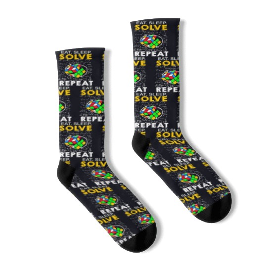 Eat Sleep Solve Repeat Math Speed Cubing Genie Socks