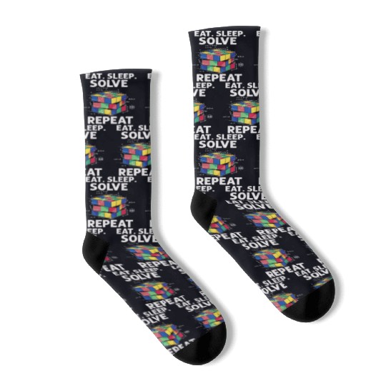 Eat Sleep Solve Repeat Math Speed Cubing Genie Socks