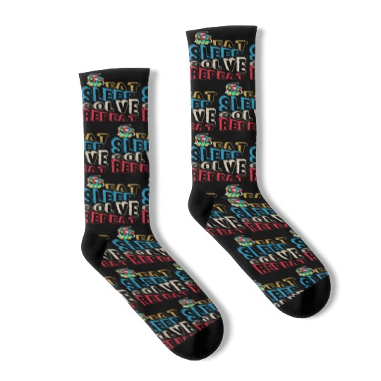 Eat Sleep Solve Repeat Math Speed Cubing Genie Socks