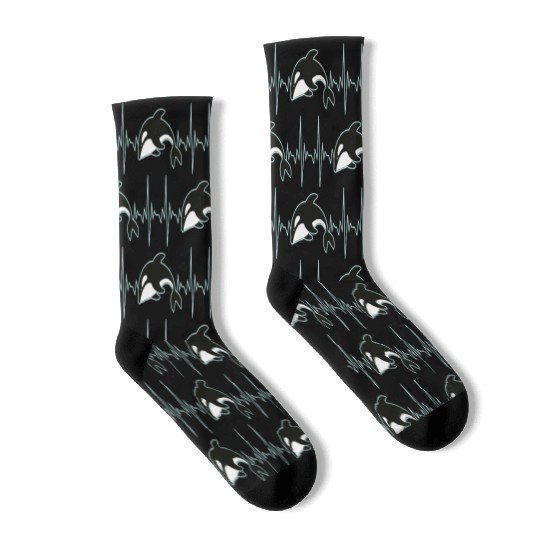 Orca Whale Heartbeat Socks