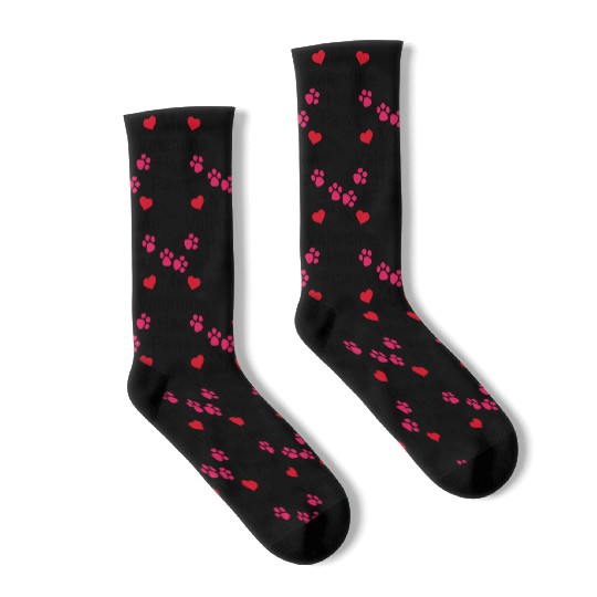 My Valentine Has Paws Mothers Day Funny Valentine Socks