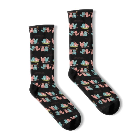 Love Axolotl Pink Valentine Day Salamander Lover. Socks
