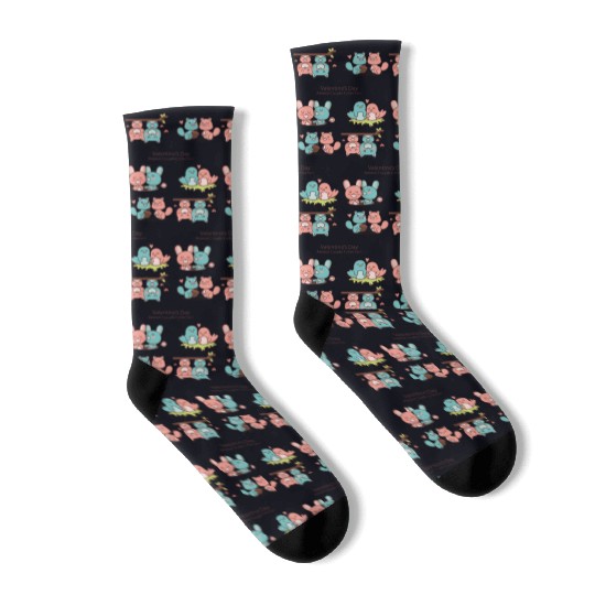 Love Axolotl Pink Valentine Day Salamander Lover. Socks